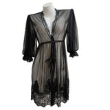 Fongt Women Spring And Autumn Thin Mesh Long Sexy Long Sleeve Bathrobe Pyjamas Women Summer Lace Morning Robe Homewear