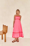 Fongt Summer New Solid Color Lace Stitching With Elegant Strapless Oversized Hem Dress-88106-Outfit