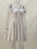 Autumn And Winter Women's Temperament Lace Splicing Sling Net Sexy Fashion Dress-Outfit