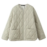 Fongt Winter New Round Neck Zipper Twin Cotton Warm Large Pocket Thin Cotton Jacket
