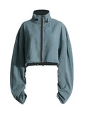 Fongt 2024 New Niche Design Feel Tooling Wind Denim Jacket Women's High Waist Loose Show Thin Short Jacket-Outfit