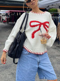 Bow Jacquard Sweater-Outfit