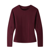 Fongt Double-Sided Cloth Body Round-Neck Long-Sleeved Head-Dressed Tight High-Waisted Straight Trousers Casual Suit Woman
