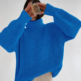 Women Ribbed Sweater Loose Turtleneck Casual Fashion Female Pullover 2022 Autumn Winter Long Sleeve Lady