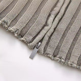 New Pickled Rib Lapel Zipper Slim Short Knitted Blouse 3433110-Outfit