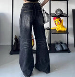 Retro Washed Distressed Boyfriend Jeans-Outfit