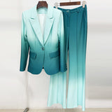Fongt New Star Fashion Temperament Gradient Color Repair Suit Trouser Trousers Set Two Sets