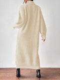 Fongt Women's Sweater Skirt Fashion Jacket High-Necked Long-Sleeved Knitted Skirt Solid-Colored Inside Skirt