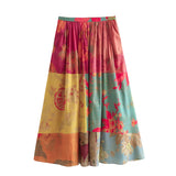 Spring Printed Loose Shirt 2981045 Printed Half Skirt 2980045-Outfit