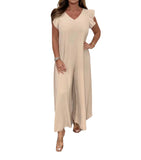 Fongt Summer New Women's Clothing With Lotus Leafy Broad Leg Trousers Solid Casual Jumpsuit Women
