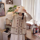 Flower Hollow Out Vest Top Women V neck Sleeveless Sweater