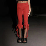 Knee Length Capri Low Waist Drawstring Pants-Outfit