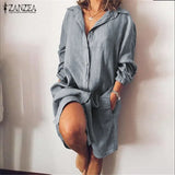 2022 ZANZEA Women's Blouse Casual Shirt Vestidos Fashion Button Long Sleeve Shirts Female Lapel Work Blusa Tunic