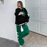 Letter Printing Women Loose Korean Sweatshirts Casual Long Sleeve Pullover Autumn 2021 Streetwear School