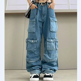Multi Pockets Vintage Baggy Cargo Jeans-Outfit