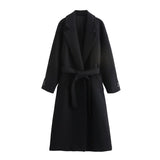 Fongt Explosive Women's Temperament Fashion With Belt Long Hair Coat