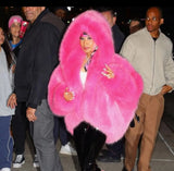 Neon Faux Fur Hooded Coat-Outfit