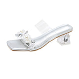 Fongt Summer New Crystal And Transparent Sandals Women Wear High Heels Slippers With Cool Drag Skirt