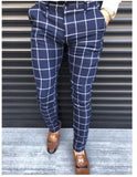 Fongt New Men's Casual Dating Men's Lattice Solid Nine-Point