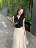 Fongt Xixi 13 Line 2025 Summer New Temperament Collar Tie With Small Shirt Sleeveless T-Shirt Top Female 89320