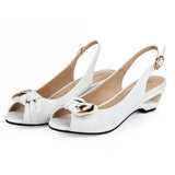2022 Summer New Style Sandals Female Summer With Wedges Open Toe Shoes White Shoes Comfortable Women's