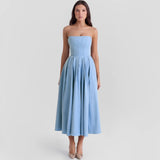 Tube Pleated Midi Dress-Outfit