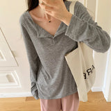 Version Of Loose Casual Long-Sleeved Sweater Women's Autumn New Solid Color Lazy Style All-Inclusive Top-Outfit