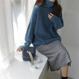 Fongt High-Necked Sweater Thick Sweater Loose Thigh Languid Knitted Large-Size Bottom