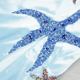 Blue Starfish Sequin Details Silk Midi Dress-Outfit