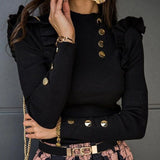 Sleeve Knitwear Rib Ruffle