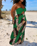 New Fashionable Sexy Bare-Breasted Printed Dress-Outfit