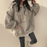 Solid Color Half Zip Up Oversized Hoodie-Outfit