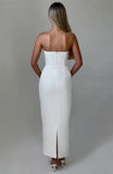 Solid Strapless Bodycon Midi Dress-Outfit