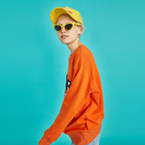 O Neck Cotton Long Sleeve Loose Letters Casual