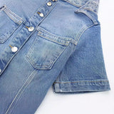 Fongt Women's Summer 2024 New Denim Mini Dress-Outfit