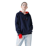 Fleece Hoodie Letter Embroidery Solid Color Loose Tracksuit With Pocket