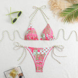 2025 New Swimsuit Print Split Bikini Triangle With Sexy Bikini Set