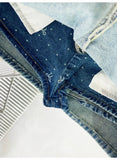 Denim Bow Polka Dot Printed Butterfly Chain Mini Skirt-Outfit