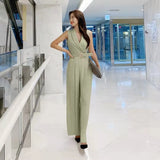 Fongt Retro Waist Thin Temperament Professional Women's Suit Collar Trousers Fashion Trousers Wide Leg Trousers
