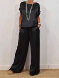Fongt And Summer 2025 New Trendy Loose Shirt Broad Leg Trousers Casual Set