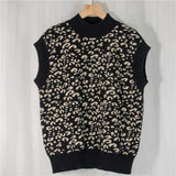 2021 New Spring Winter Women Sweaters Pullover Leopard Sleeveless Korean Style Knitted Vintage Wild Vests