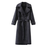 Fongt Spring New Loose Double Buckle With Belt Denim Wind Coat Coat Coat