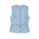 Fongt Women's Clothing 2025 Spring/Summer Button Collar Sleeveless Vest Topess Female K52508