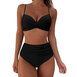 Fongt New Split High Waist Sexy Swimsuit Lady Small Chest Gathered Bikini
