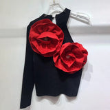 Fongt Babes In Autumn 2025 New Fashion High-End Design Sense Splicing Flowers To Repair Knitted Tops For Women
