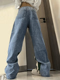 Patchwork Striped Baggy Boyfriend Jeans-Outfit