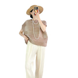 Fongt Folded Wearing Short-Sleeved Summer Design Thin Airable Short-Sized Folding Top