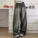 Logo Print Vintage Washed Baggy Sweatpants-Outfit