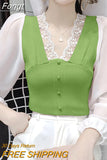 Fashion Lace V-neck Hollow Out Patchwork Button Shirt New Summer Autumn 2023 Long Sleeve Pullovers Women's Clothing