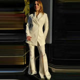 Fongt New Fashion Heavy Industry Nails Studded Suit Jacket Open Fork Trousers Set Two Sets